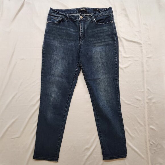 Nine West Jeans Gramercy Skinny Ankle Size 12 Dark Wash Stretch Denim - Picture 1 of 5
